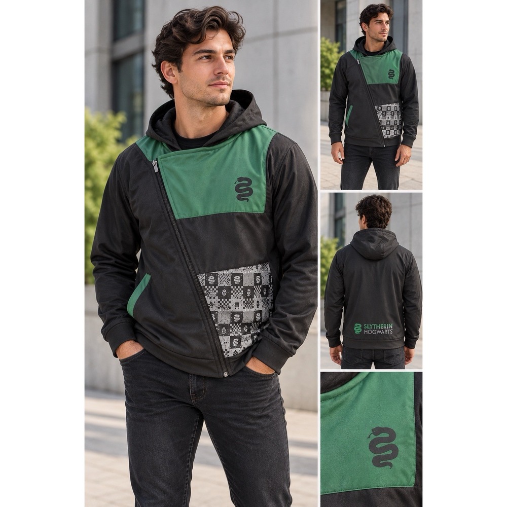 Harry Potter Slytherin Hogwarts Universal Studios Black Green Hoodie Jacket